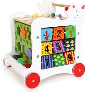 chariot de marche en bois7393 Cube actif sur roulettes "Ours" en bois,