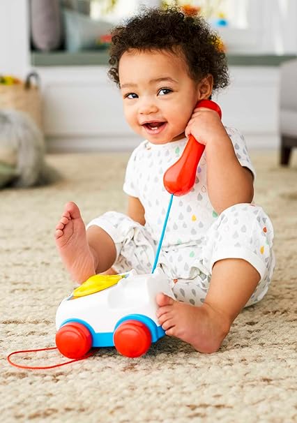 Fisher-Price Mon Téléphone mobile jouet bébé, cadran factice rotatif, pour apprendre les chiffres et les couleurs, 12 mois et plus, FGW66