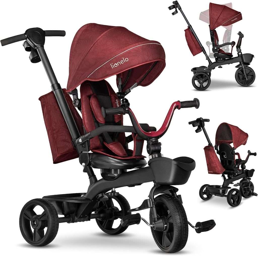 LIONELO Kori 2en1 Tricycle bébé évolutif de 1,5 jusqu'à 25 kg, siège Rotatif à 360 degrés,
